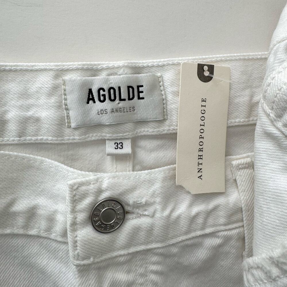 Agolde Anthropologie Parker Vintage Cutt-Off Shorts Denim Jeans in White 33 NWT - Picture 9 of 11